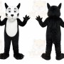 Black Dog Mascot Costume with Custom Logo