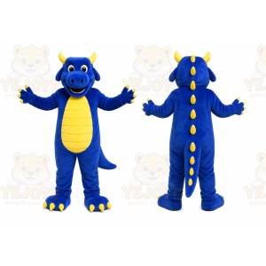 Blue Dragon Mascot Costume with Custom Logo