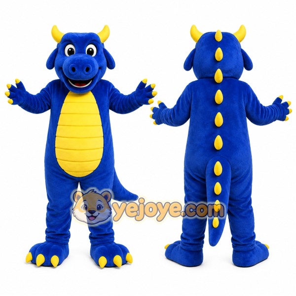 Blue Dragon Mascot Costume with Custom Logo