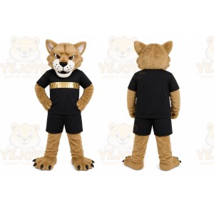 Brown Cougar Mascot Costume with Custom Logo
