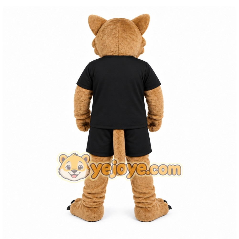 Brown Cougar Mascot Costume with Custom Logo Brown Cougar Mascot Costume with Custom Logo