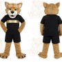 Brown Cougar Mascot Costume with Custom Logo