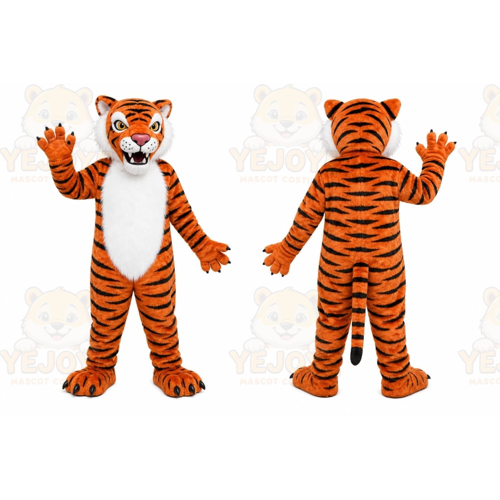 Orange Tiger Mascot Costume with Custom Logo