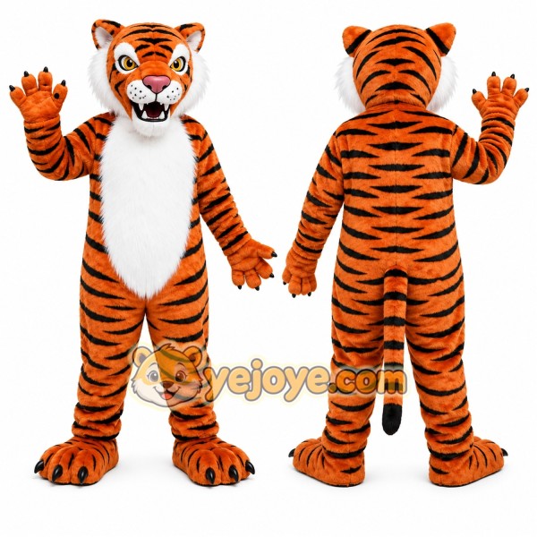Orange Tiger Mascot Costume with Custom Logo
