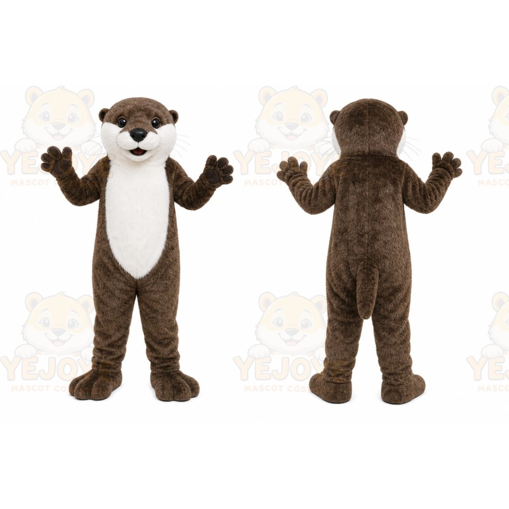 Brown Otter Mascot Costume with Custom Logo