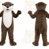 Brown Otter Mascot Costume with Custom Logo