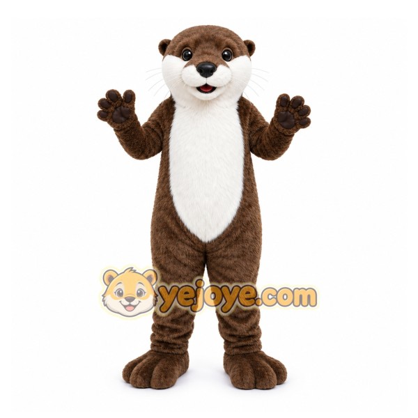 Brown Otter Mascot Costume with Custom Logo