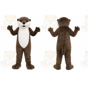 Brown Otter Mascot Costume with Custom Logo