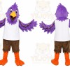 Purple Bird Mascot Costume with Custom Logo
