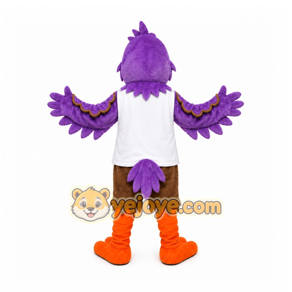 Purple Bird Mascot Costume with Custom Logo