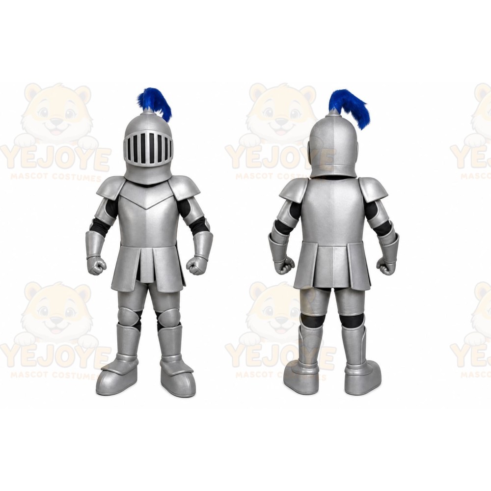 Silver Roman Warrior Mascot Costume with Custom Logo