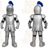 Silver Roman Warrior Mascot Costume with Custom Logo