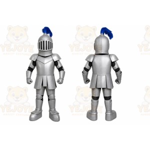 Silver Roman Warrior Mascot Costume with Custom Logo