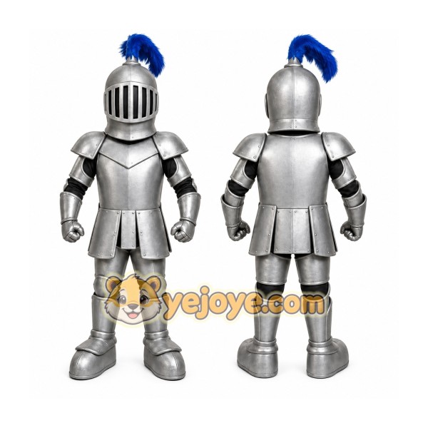 Armored Knight Mascot Costume with Custom Logo