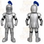Silver Roman Warrior Mascot Costume with Custom Logo