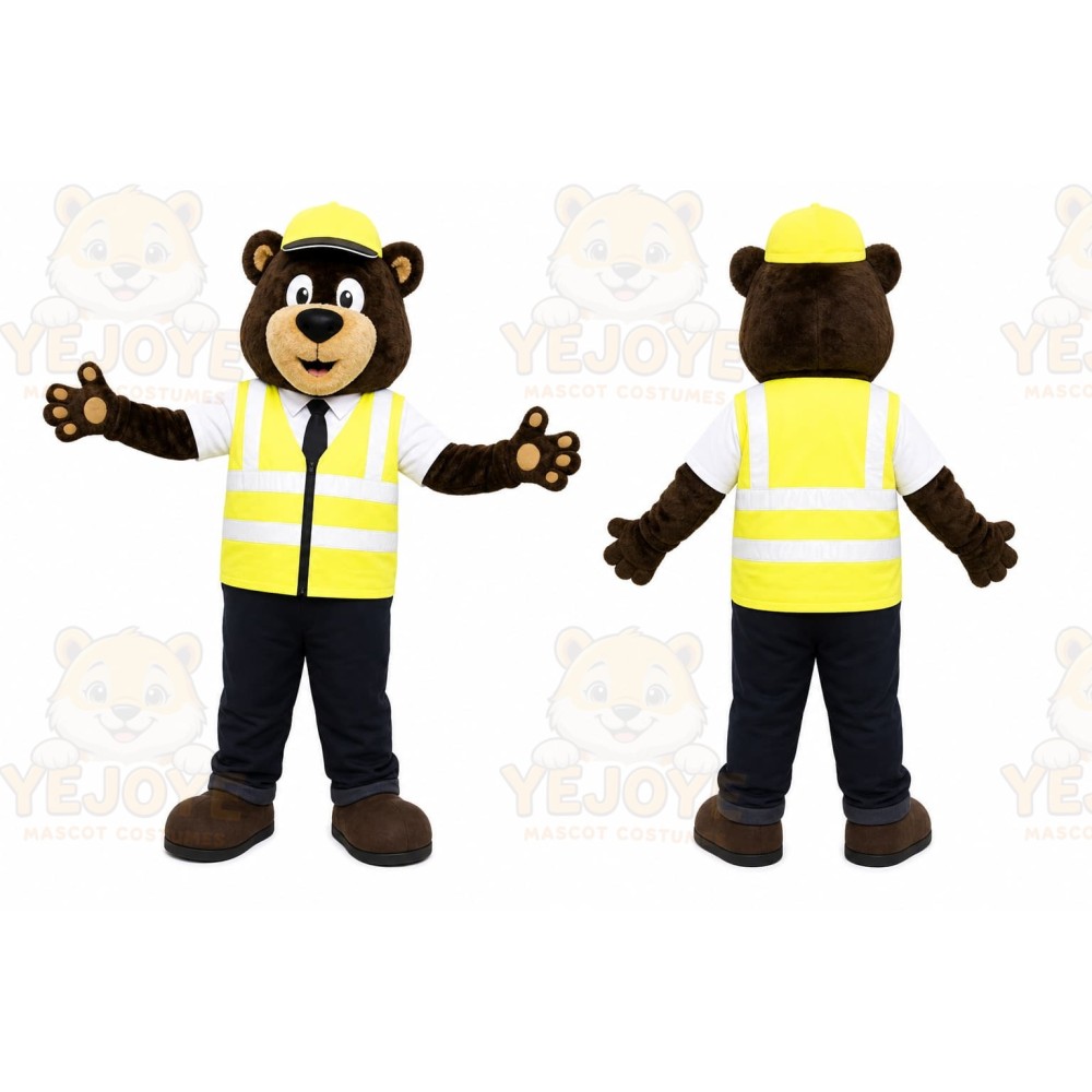 Brown Bear Mascot Costume with Custom Logo
