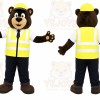 Brown Bear Mascot Costume with Custom Logo