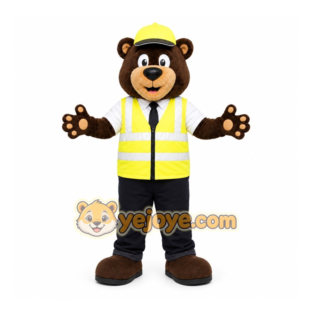 Brown Bear Mascot Costume with Custom Logo