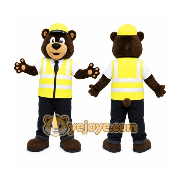 Brown Bear Mascot Costume with Custom Logo