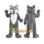 Gray Wolf Mascot Costume with Custom Logo