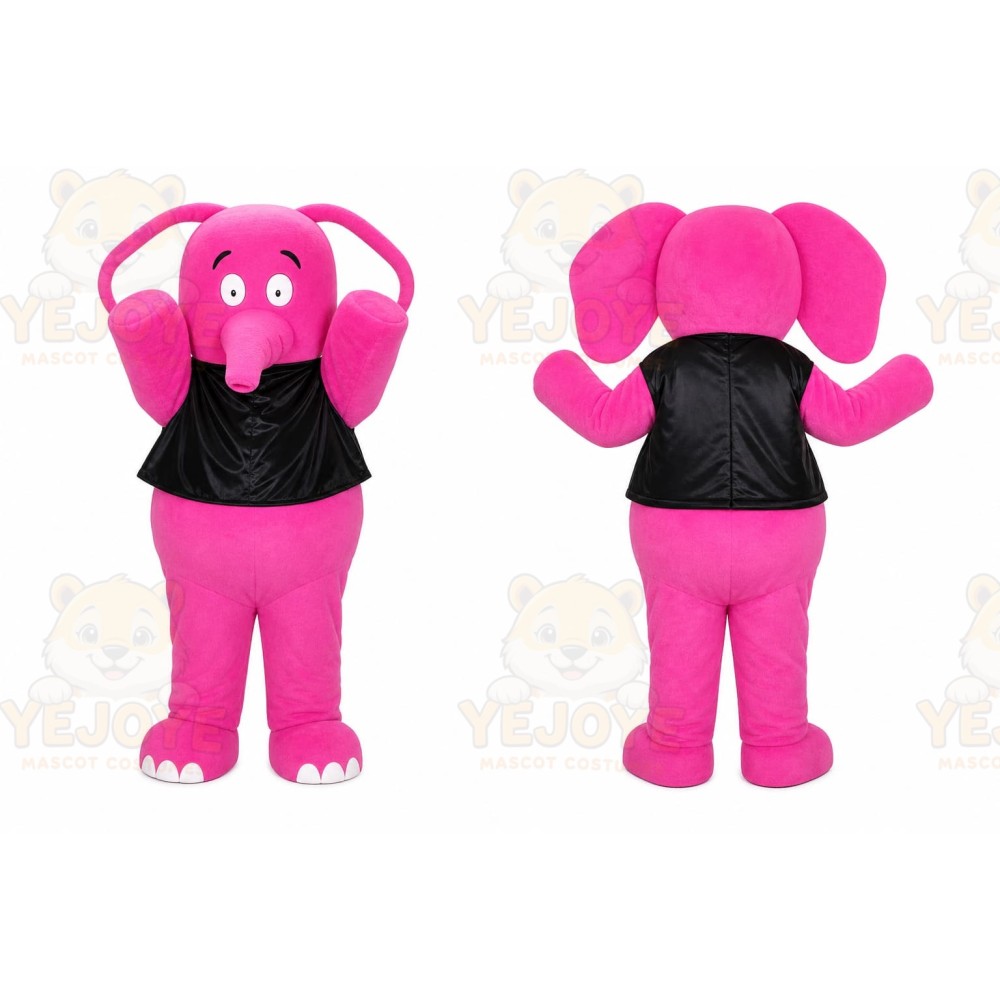 Pink Elephant Mascot Costume with Custom Logo