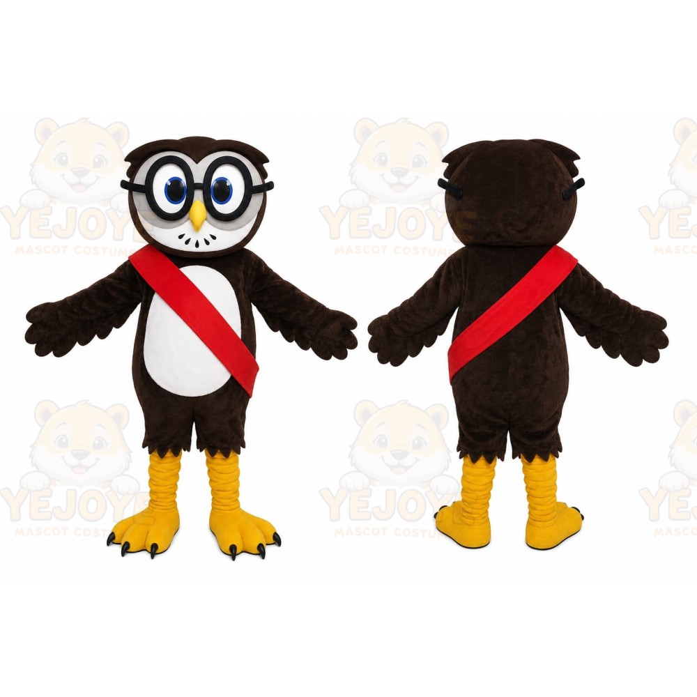 Brown Owl Mascot Costume with Custom Logo