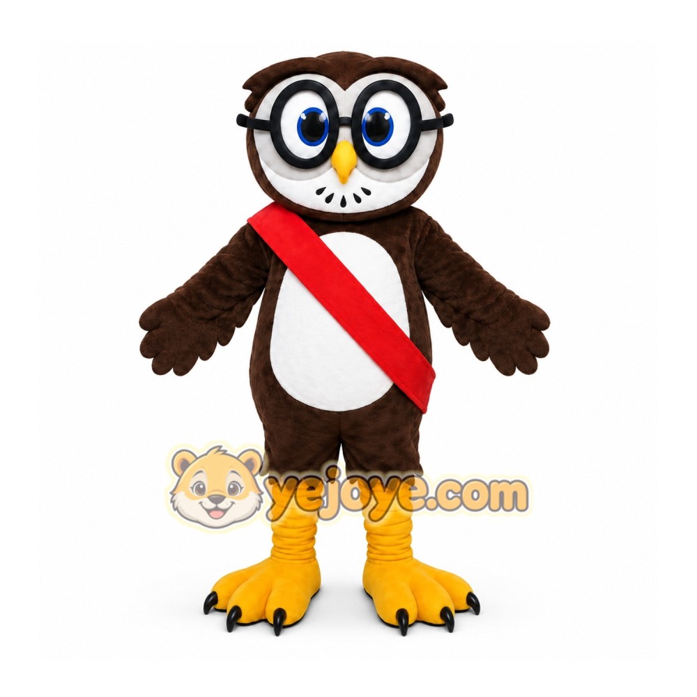Brown Owl Mascot Costume with Custom Logo Brown Owl Mascot Costume with Custom Logo