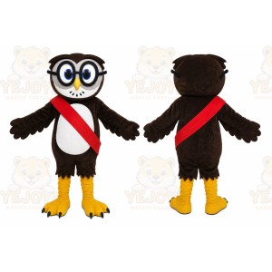 Brown Owl Mascot Costume with Custom Logo