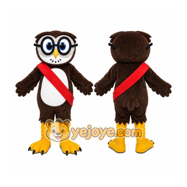Brown Owl Mascot Costume with Custom Logo