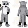 Gray Raccoon Mascot Costume with Custom Logo
