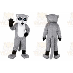 Gray Raccoon Mascot Costume with Custom Logo