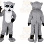 Gray Raccoon Mascot Costume with Custom Logo