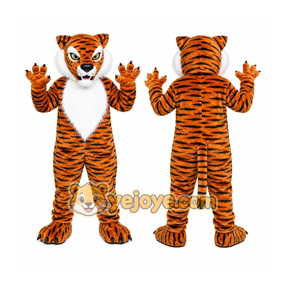 Orange Tiger Mascot Costume with Custom Logo