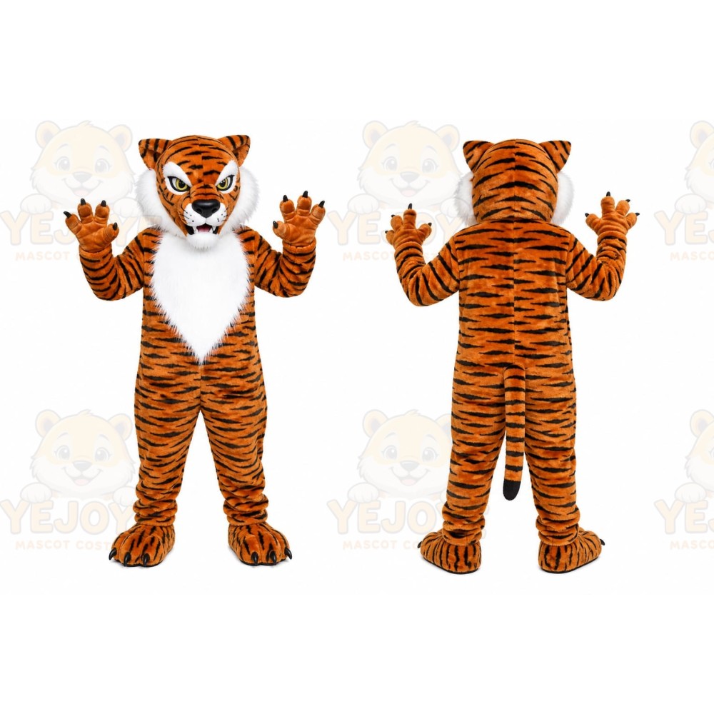 Orange Tiger Mascot Costume with Custom Logo