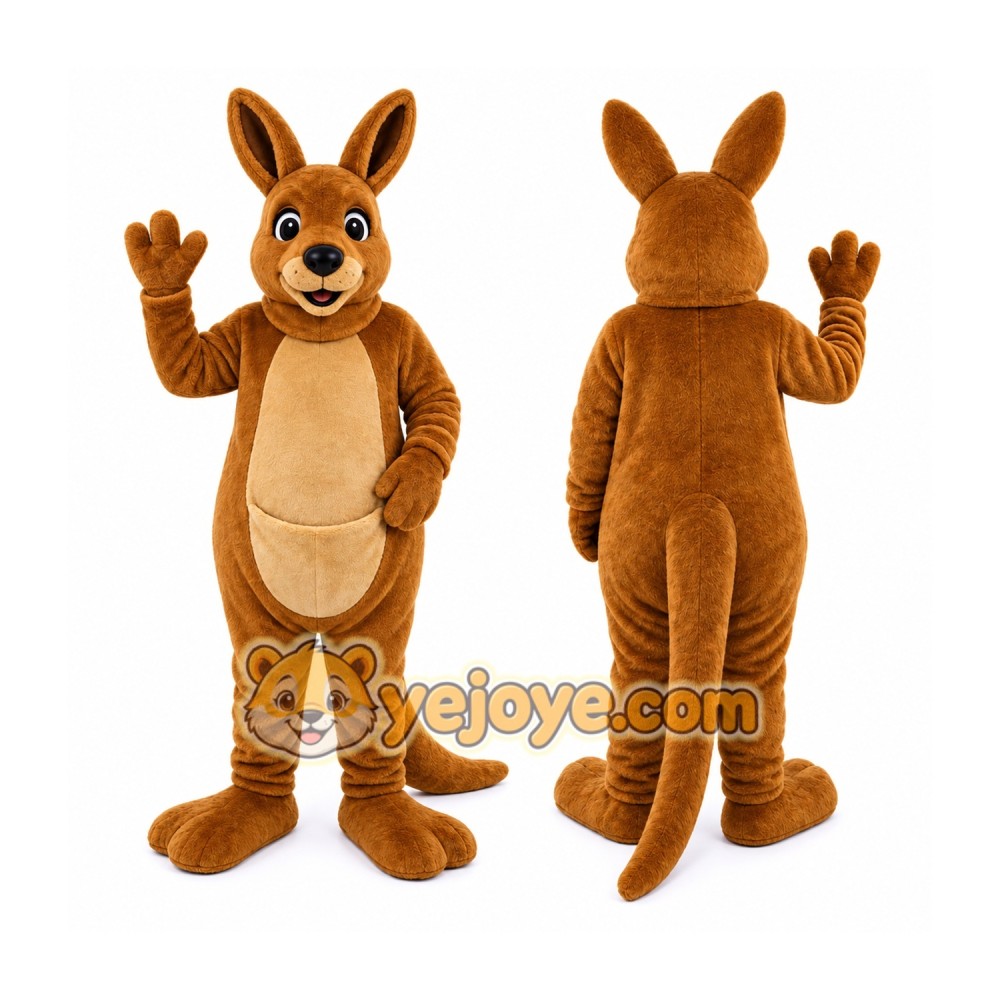 Brown Kangaroo Mascot Costume with Custom Logo Brown Kangaroo Mascot Costume with Custom Logo