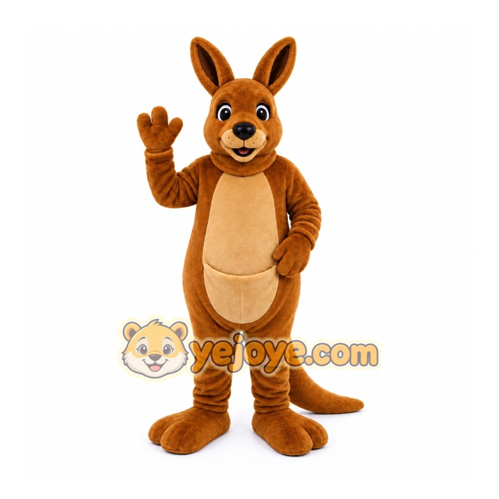 Brown Kangaroo Mascot Costume with Custom Logo Brown Kangaroo Mascot Costume with Custom Logo