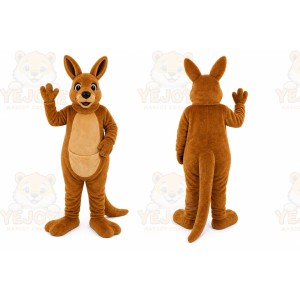 Brown Kangaroo Mascot Costume with Custom Logo