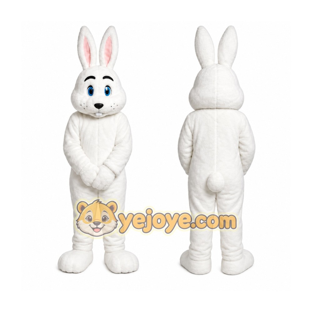 White Rabbit Mascot Costume with Custom Logo White Rabbit Mascot Costume with Custom Logo