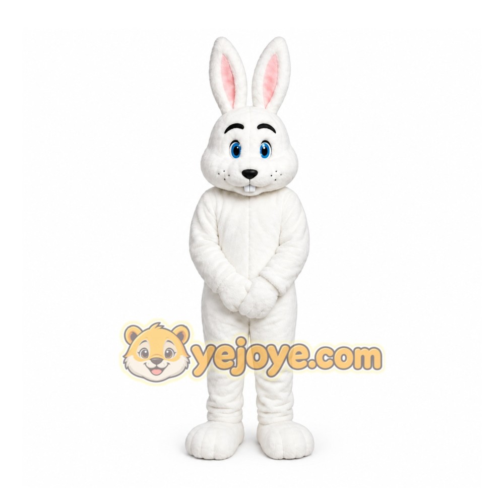 White Rabbit Mascot Costume with Custom Logo White Rabbit Mascot Costume with Custom Logo