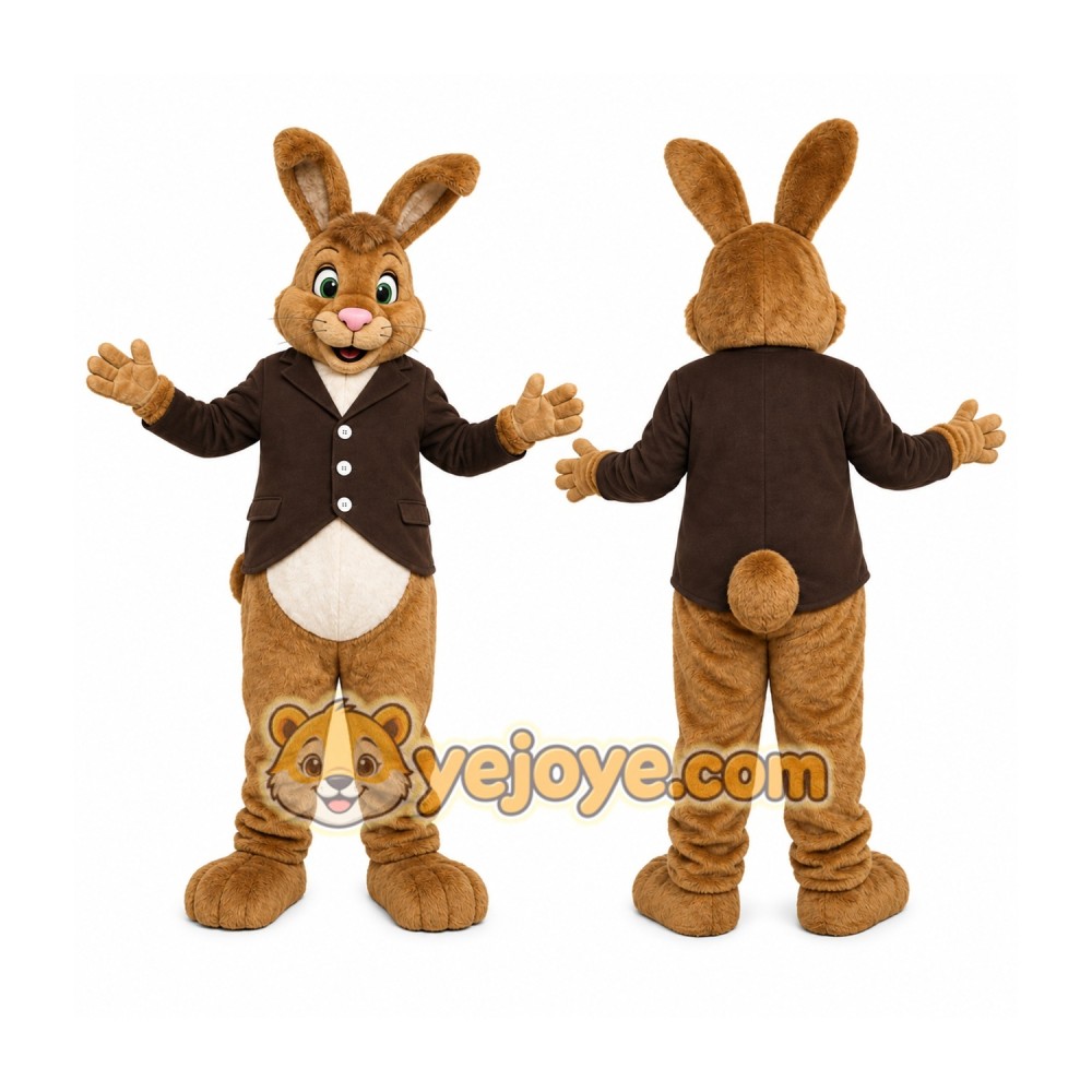 Brown Rabbit Mascot Costume with Custom Logo Brown Rabbit Mascot Costume with Custom Logo
