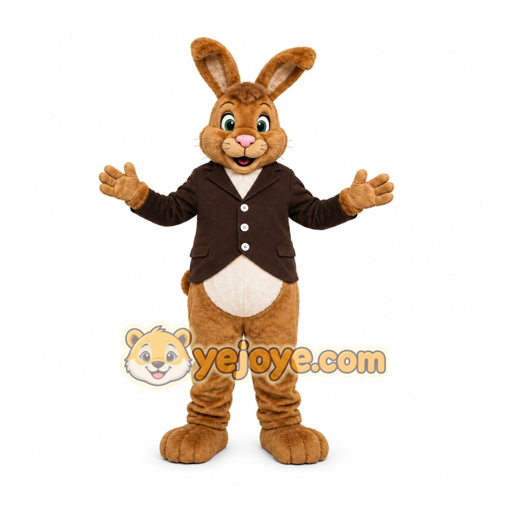 Brown Rabbit Mascot Costume with Custom Logo Brown Rabbit Mascot Costume with Custom Logo