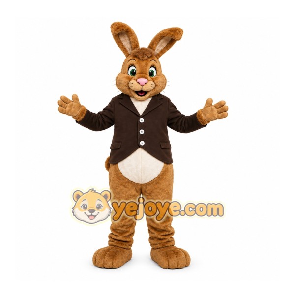 Brown Rabbit Mascot Costume with Custom Logo Brown Rabbit Mascot Costume with Custom Logo