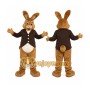 Brown Rabbit Mascot Costume with Custom Logo