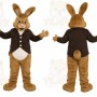 Brown Rabbit Mascot Costume with Custom Logo
