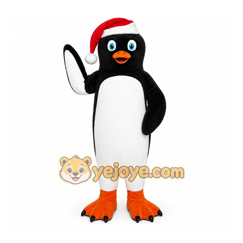 Black Penguin Mascot Costume with Custom Logo Black Penguin Mascot Costume with Custom Logo