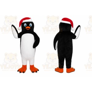 Black Penguin Mascot Costume with Custom Logo