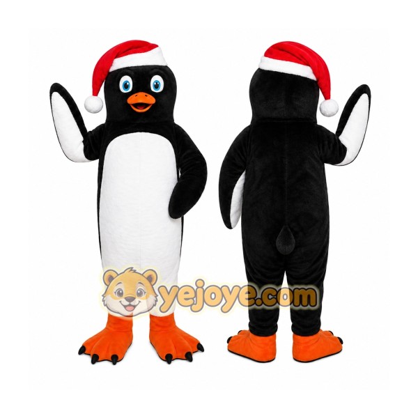 Black Penguin Mascot Costume with Custom Logo