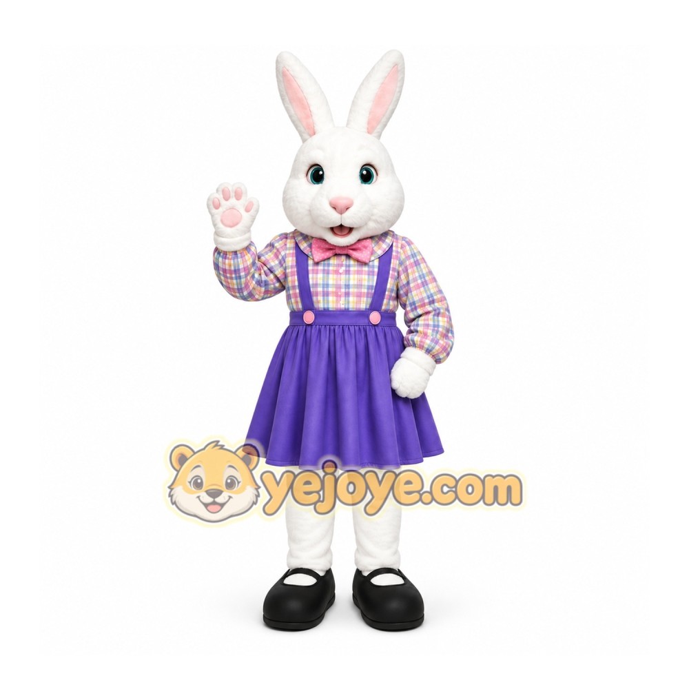 White Rabbit Mascot Costume with Custom Logo White Rabbit Mascot Costume with Custom Logo