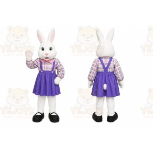 White Rabbit Mascot Costume with Custom Logo