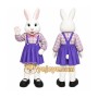 White Rabbit Mascot Costume with Custom Logo